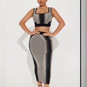 Fashion Nova Black and White Skirt Set